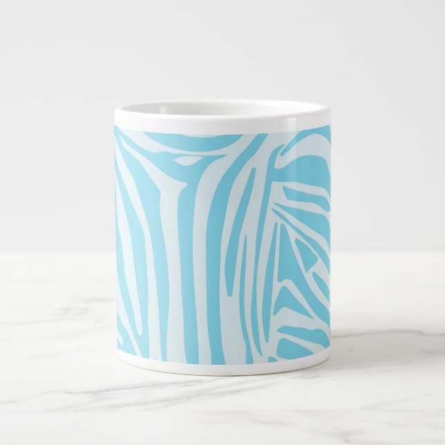 Blue Zebra Pattern Giant Coffee Mug (Front)