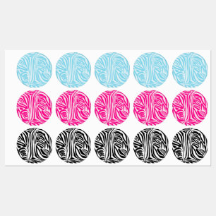 Blue Zebra Pattern Kids' Labels