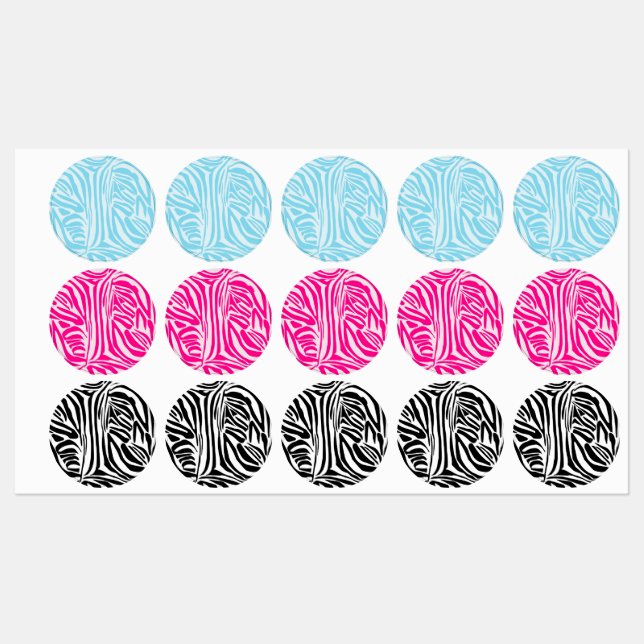 Blue Zebra Pattern Kids' Labels (Sheet)