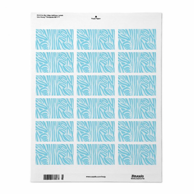 Blue Zebra Pattern Label (Full Sheet)