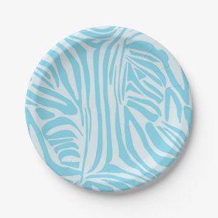 Blue Zebra Pattern Paper Plates