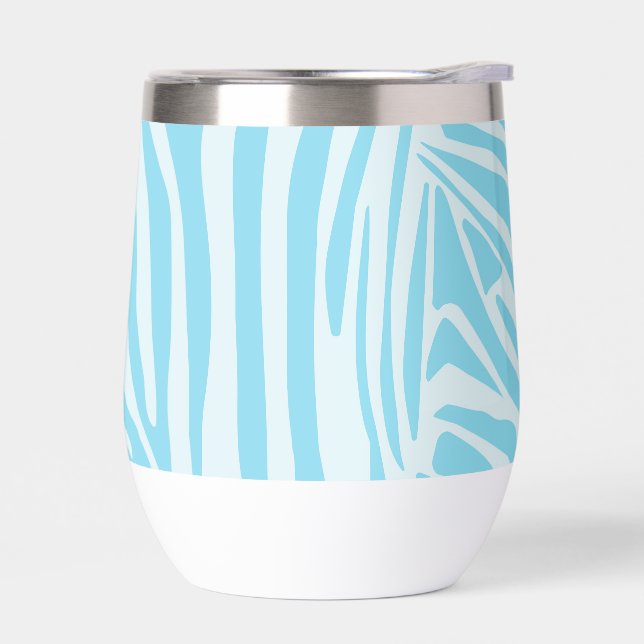 Blue Zebra Pattern Thermal Wine Tumbler (Left)