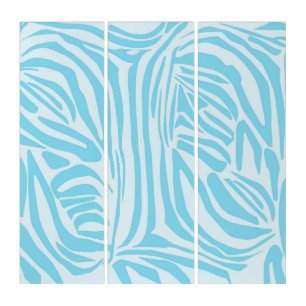 Blue Zebra Pattern Triptych