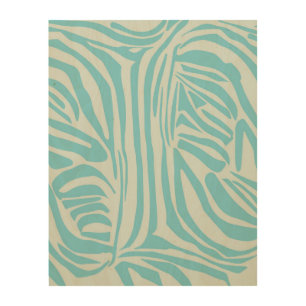 Blue Zebra Pattern Wood Wall Art