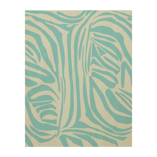 Blue Zebra Pattern Wood Wall Art (Front)