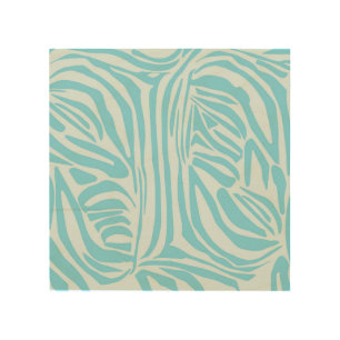 Blue Zebra Pattern Wood Wall Art