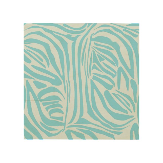 Blue Zebra Pattern Wood Wall Art (Front)