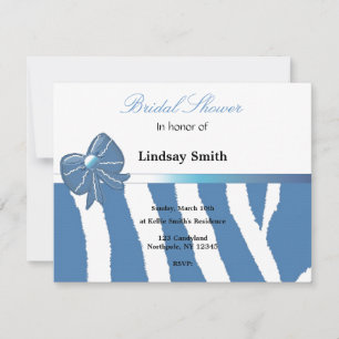 Blue Zebra Print Bridal Shower Invitation