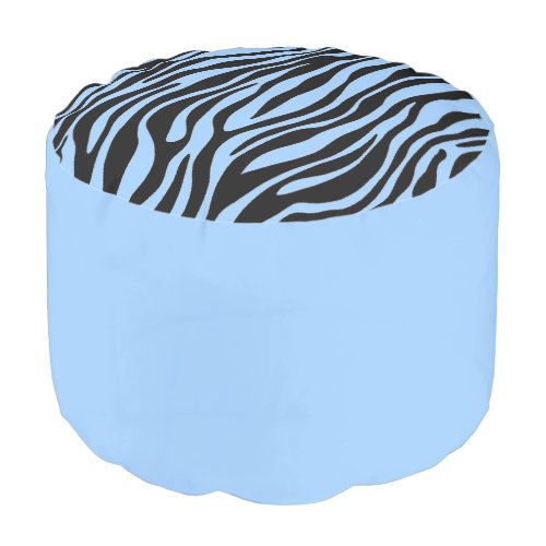 Blue Zebra Print Ottoman