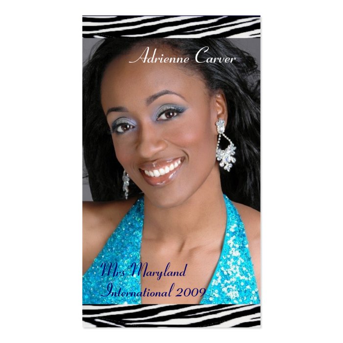 Blue Zebra Print Pageant Business Cards