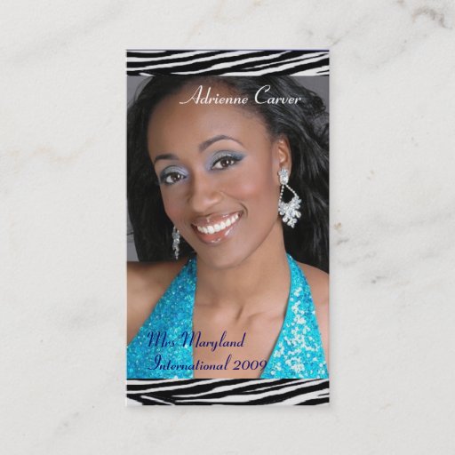 Customizable Blue Zebra Print Pageant Business Cards