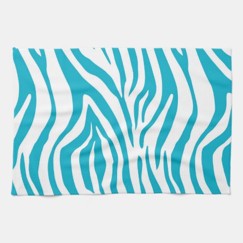 Blue Zebra Print Pattern Kitchen Towel