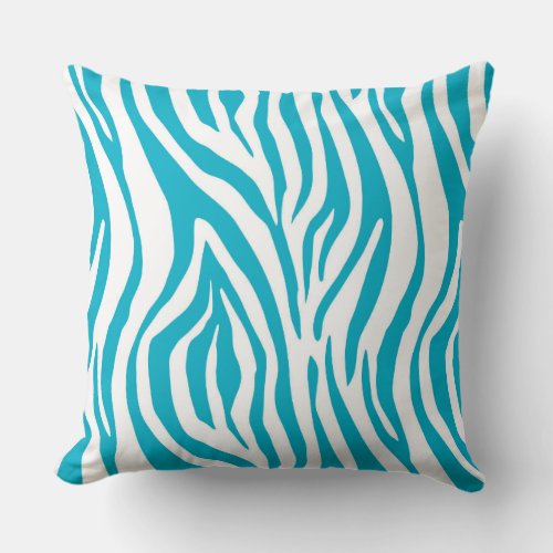 Blue Zebra Print Pattern Throw Pillow