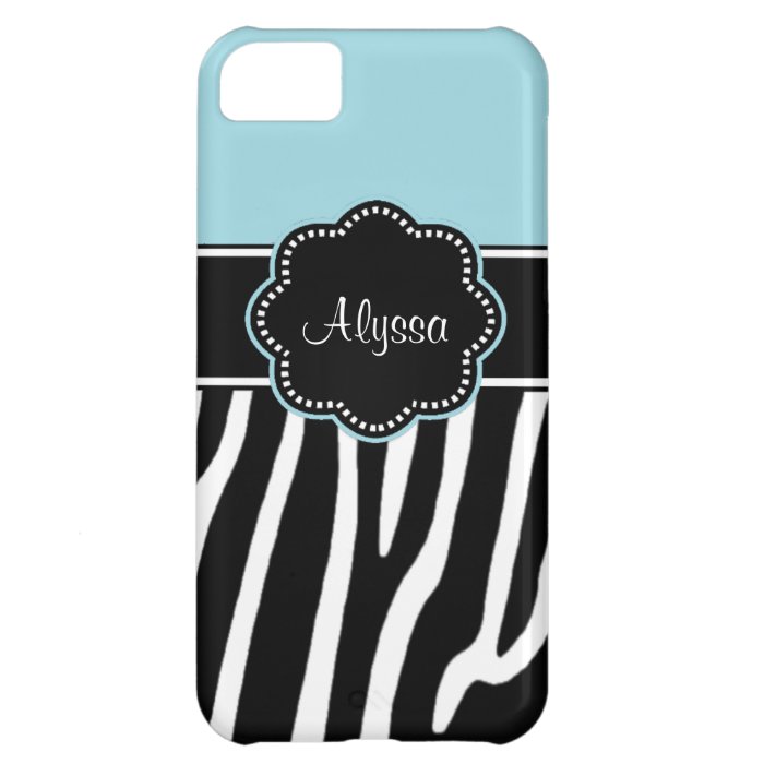 Blue Zebra Print Personalized iPhone 5C Cases