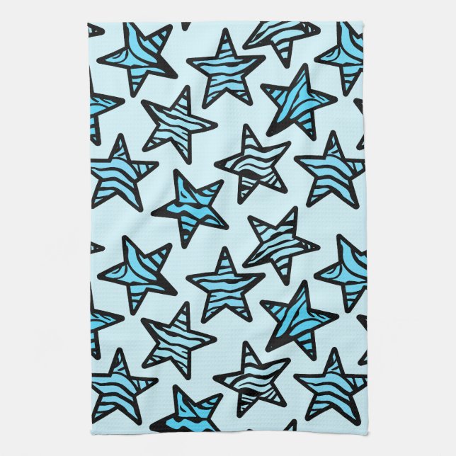 Blue zebra print stars towel (Vertical)