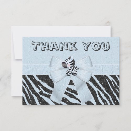 Blue Zebra &amp; Printed Bow Glitter Look Thank You