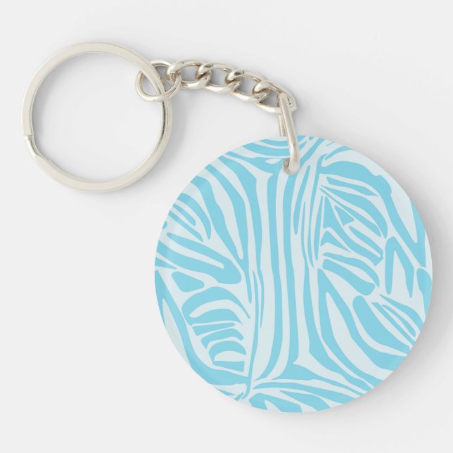 Blue Zebra Stripe Pattern Keychain (Front)