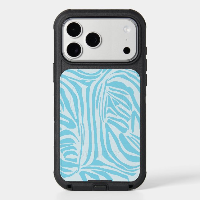 Blue Zebra Stripe Pattern Otterbox iPhone Case (Back)