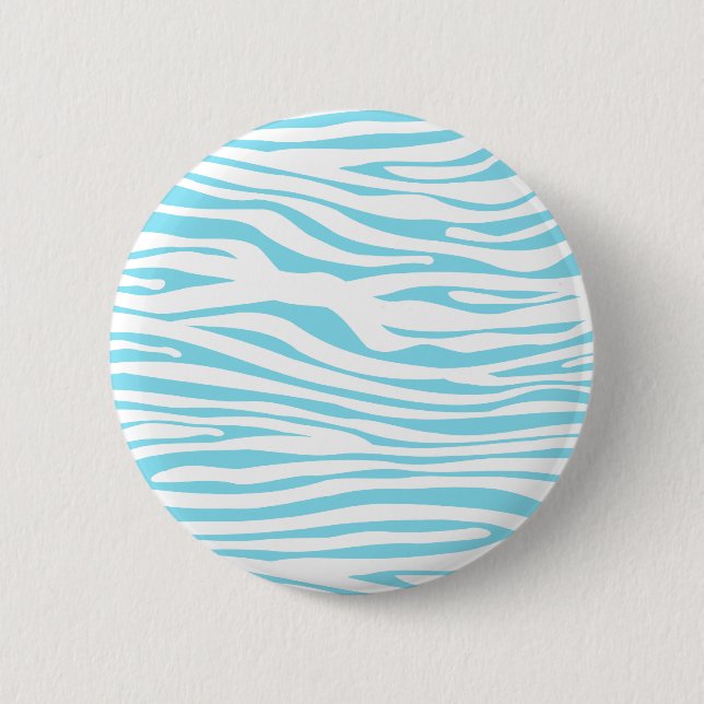 Blue Zebra stripe pattern Pinback Button (Front)