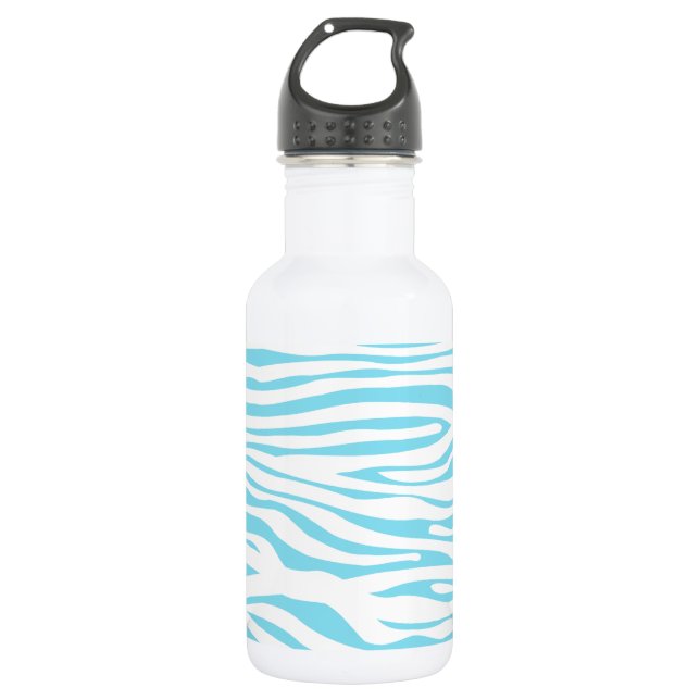 Blue Zebra stripe pattern Stainless Steel Water Bottle (Front)