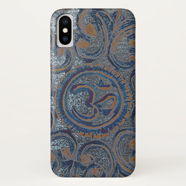 Blue Zen Yoga Meditation OM Aum Mantra Ajna Case-Mate iPhone Case (Back)