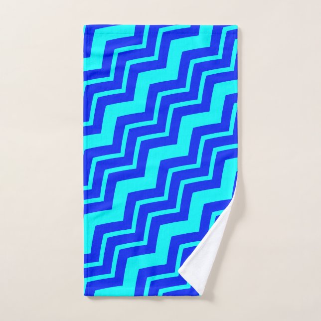 Blue Zig Zag Chevron Pattern Design  Hand Towel (Hand Towel)