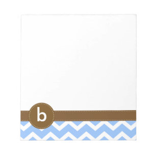 Blue Zig Zag Chevron Pattern Monogram Notepad