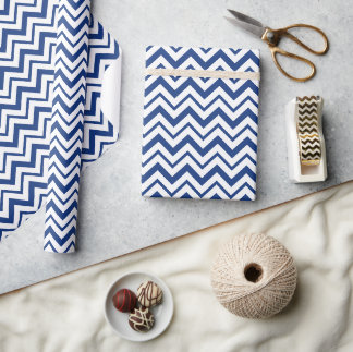 Blue Zig Zag Stripe Wrapping Paper