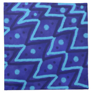 Blue Zig Zags Dots Funky Pattern Cloth Napkin