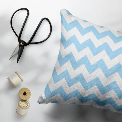 Blue Zigzag Blue Chevron Geometric Pattern Accent Pillow