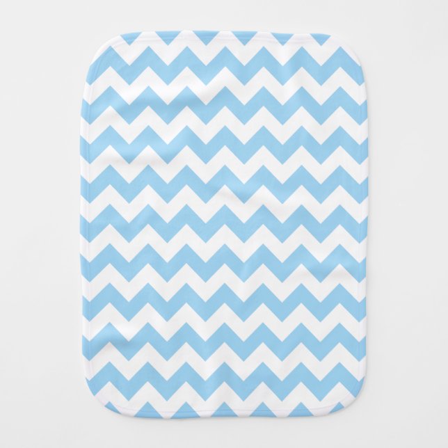 Blue Zigzag, Blue Chevron, Geometric Pattern Baby Burp Cloth (Front)