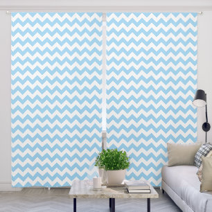 Blue Zigzag, Blue Chevron, Geometric Pattern Blackout Curtains