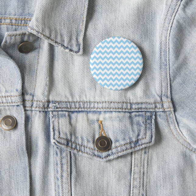 Blue Zigzag, Blue Chevron, Geometric Pattern Button (In Situ)