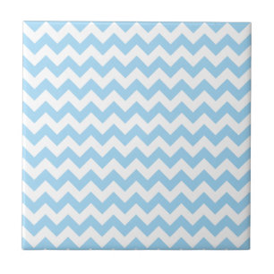 Blue Zigzag, Blue Chevron, Geometric Pattern Ceramic Tile