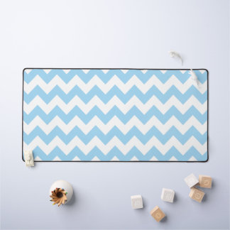 Blue Zigzag, Blue Chevron, Geometric Pattern Desk Mat