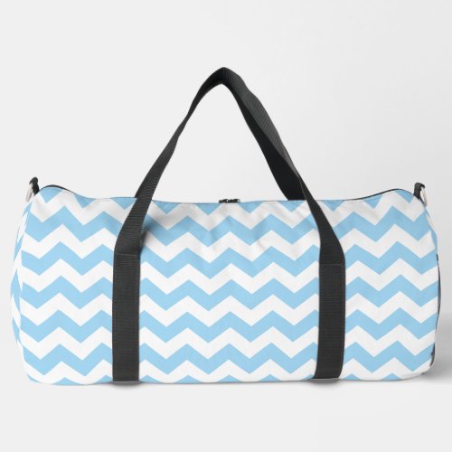 Blue Zigzag Blue Chevron Geometric Pattern Duffle Bag