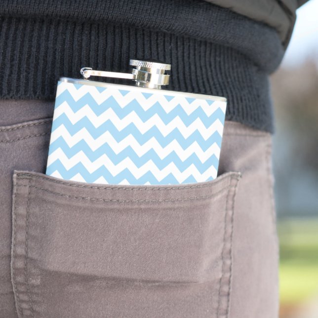 Blue Zigzag, Blue Chevron, Geometric Pattern Flask (In Situ)