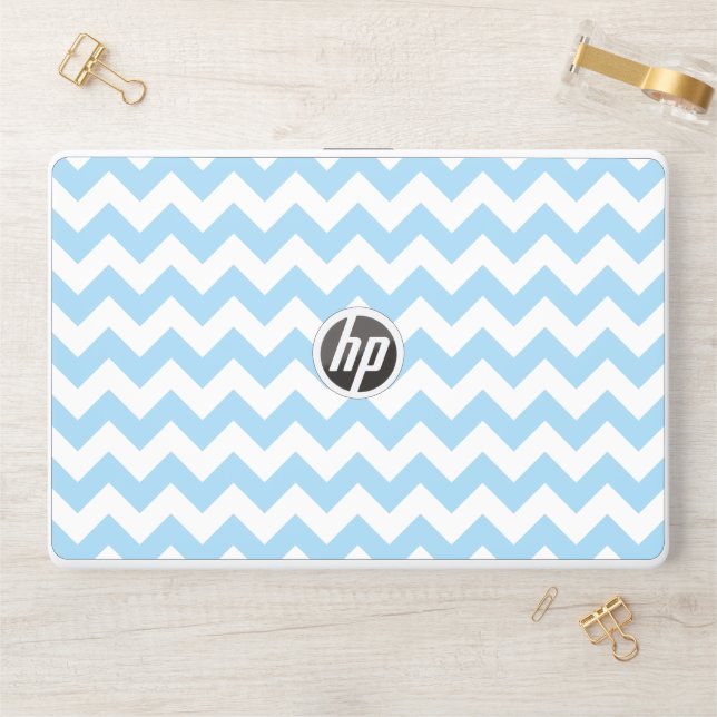 Blue Zigzag, Blue Chevron, Geometric Pattern HP Laptop Skin (Desk)
