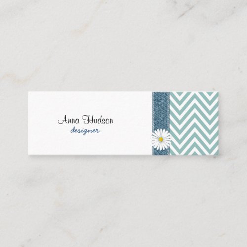 Blue Zigzag Blue Chevron Geometric Pattern Mini Business Card