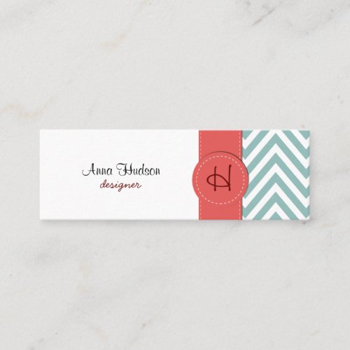 Blue Zigzag Blue Chevron Geometric Pattern Mini Business Card