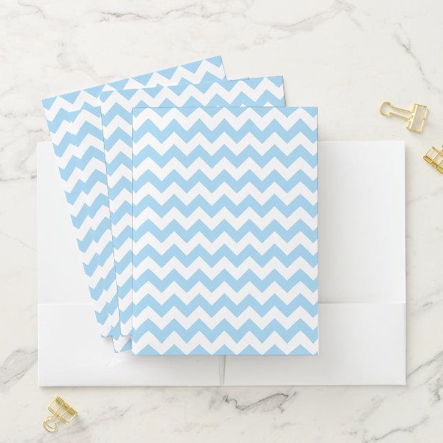 Blue Zigzag, Blue Chevron, Geometric Pattern Pocket Folder (In Situ)