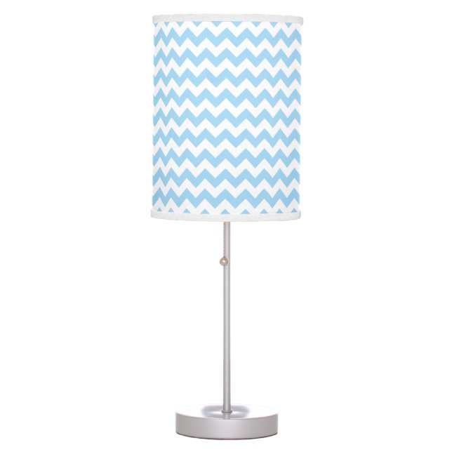 Blue Zigzag, Blue Chevron, Geometric Pattern Table Lamp (Front)