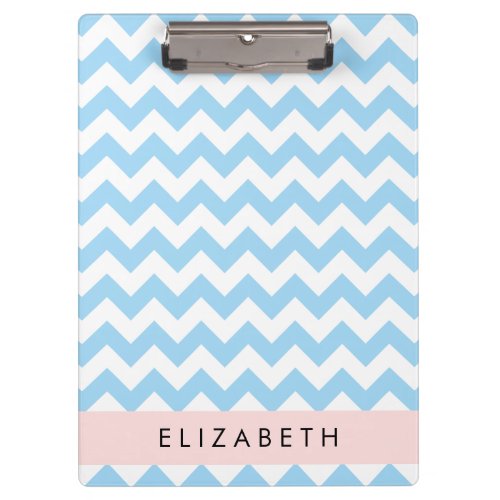 Blue Zigzag Blue Chevron Wave Pattern Your Name Clipboard