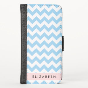 Blue Zigzag, Blue Chevron, Wave Pattern, Your Name iPhone X Wallet Case