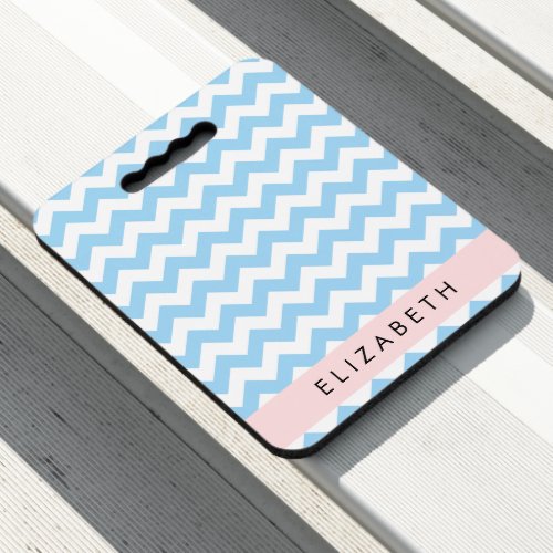 Blue Zigzag Blue Chevron Wave Pattern Your Name Seat Cushion