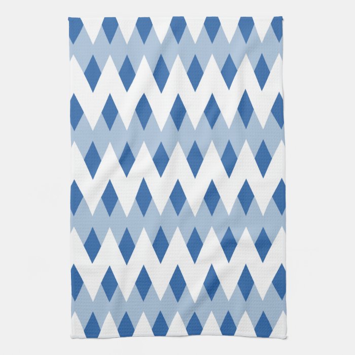 Blue Zigzag Pattern with Diamond Shapes. Kitchen Towel