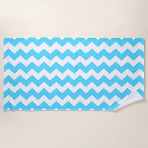 Blue Zigzag Striped Beach Towel