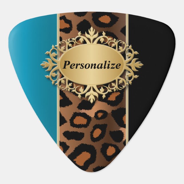 Blue Zircon and Black Jaguar | Personalize Guitar Pick (Front)
