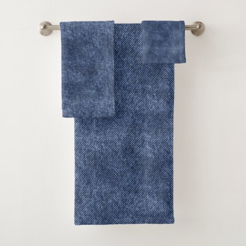 Blue Zodiac Denim Pattern Bath Towel Set