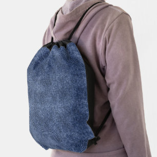 Blue Zodiac Denim Pattern Drawstring Bag